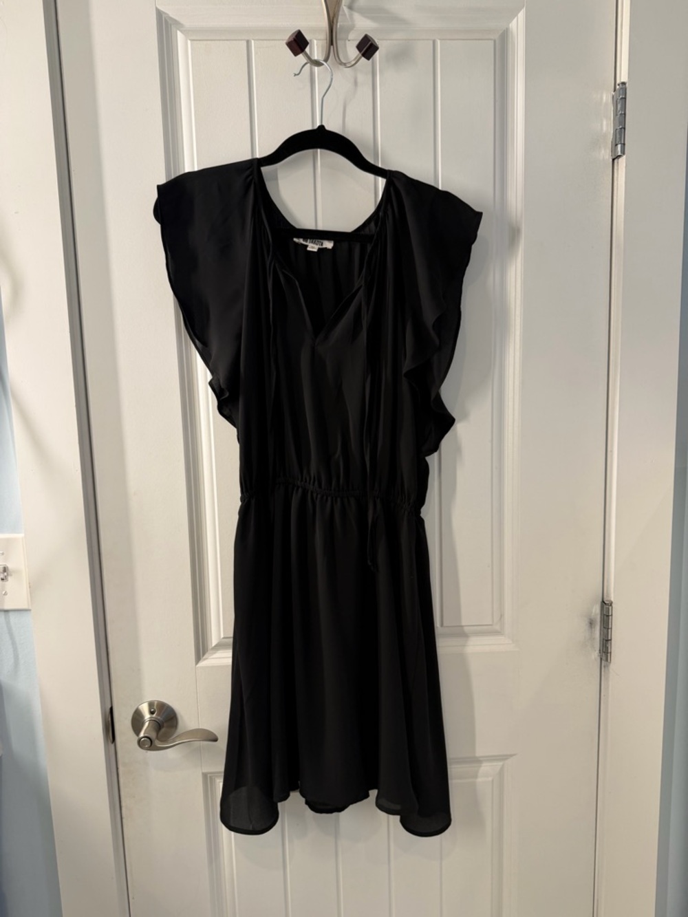 BB Dakota Black Flutter-Sleeve Mini Dress